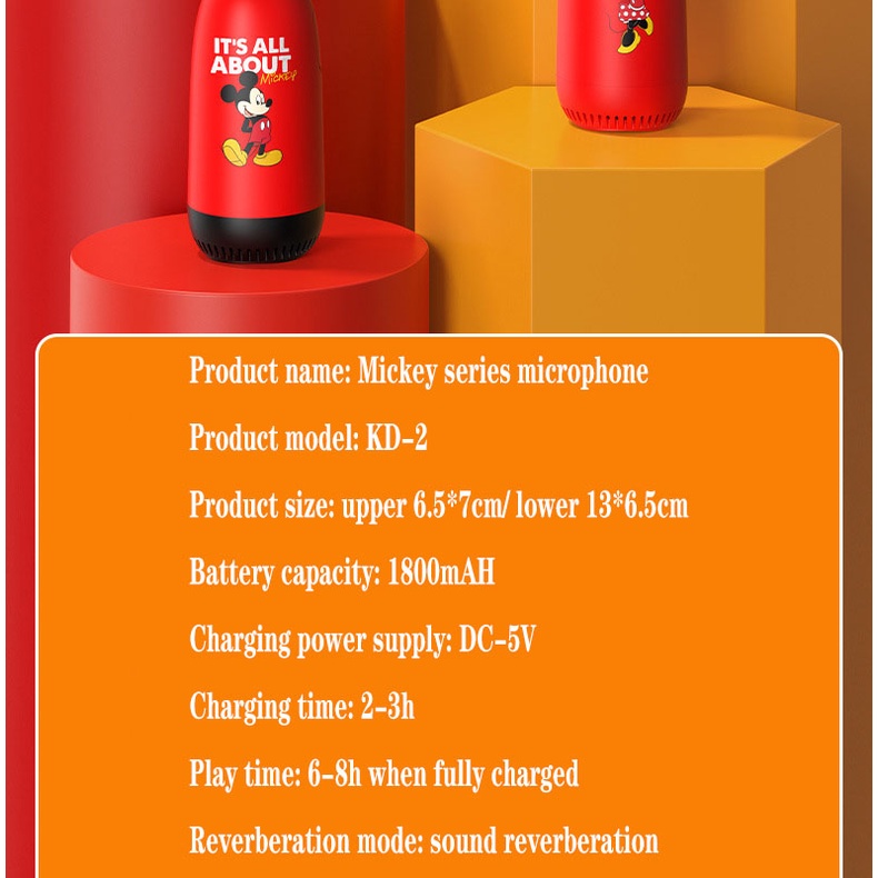 Micro Bluetooth Không Dây Nhỏ Gọn In Hình Mickey Hoạt Hình Disney Hỗ Trợ Hát Karaoke Tất Cả Các Thiết Bị