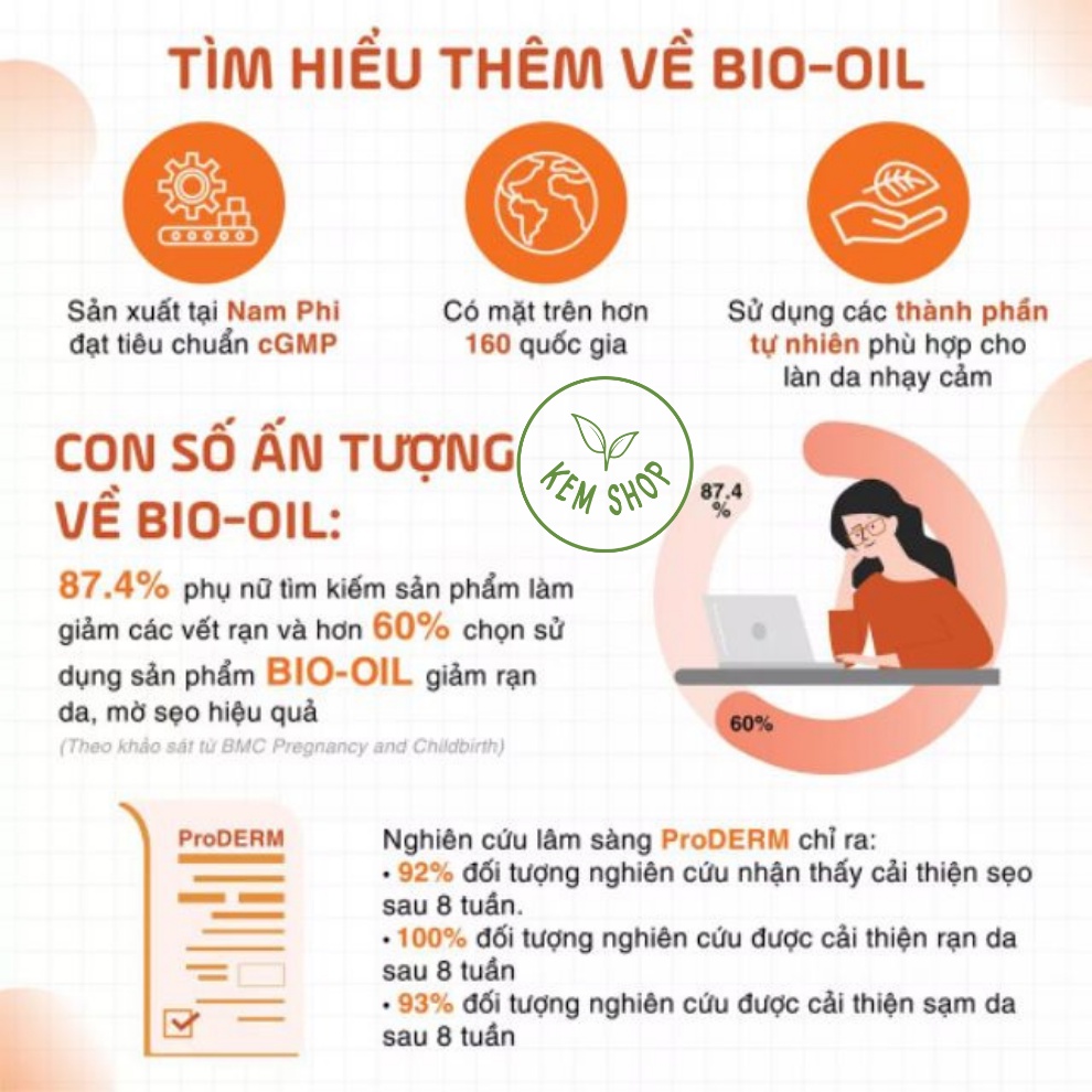 [Hàng Chính hãng] Bio-Oil - Dầu dưỡng giảm rạn da và làm mờ sẹo hữu hiệu cho mẹ Bầu - 60ml/125ml