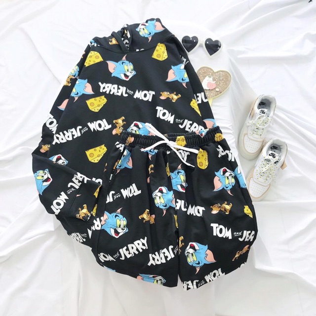 Set Hoodie Dài Tay Tom&amp;Jerry Ảnh Thật