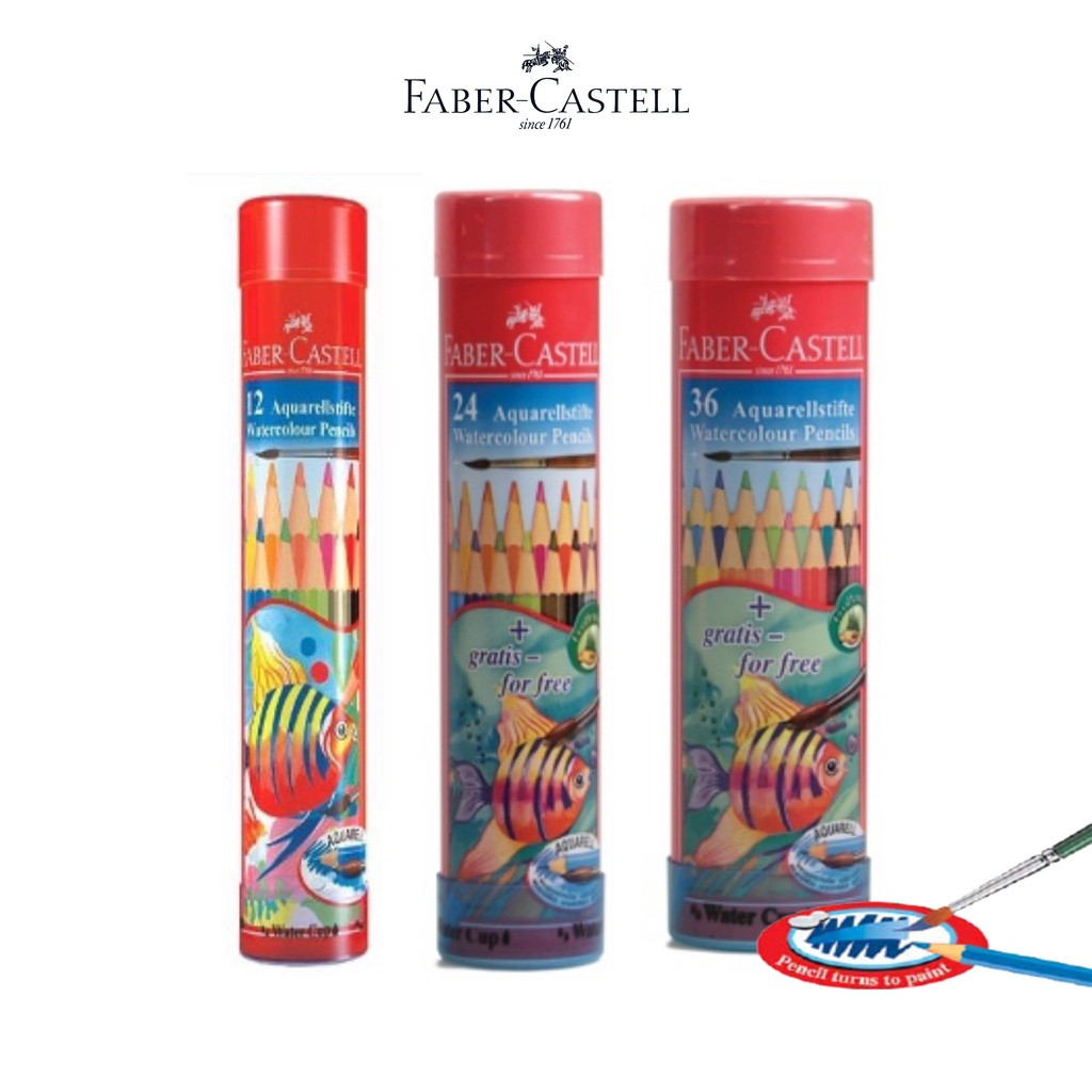 Chì Màu Nước Fish Faber-Castell - Hộp Thiếc Tròn