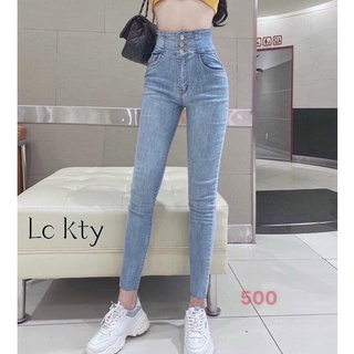 Quần jean nữ xanh trơn-jean nữ lưng cao siêu hack dáng cao cấp-chất jean co dãn Tuấn kiệt n7