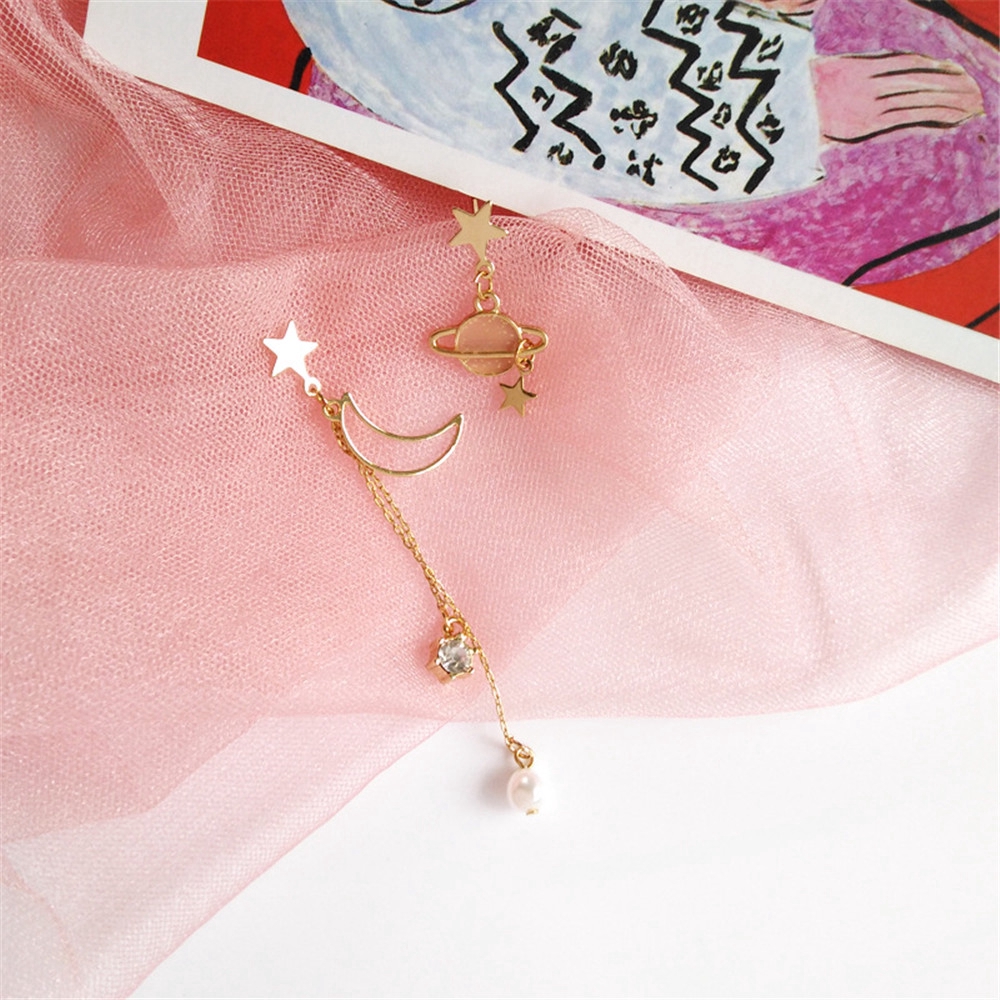 Bông Tai Dài Hình Mặt Trăng Và Ngôi Sao Thời Trang Nữ Tính