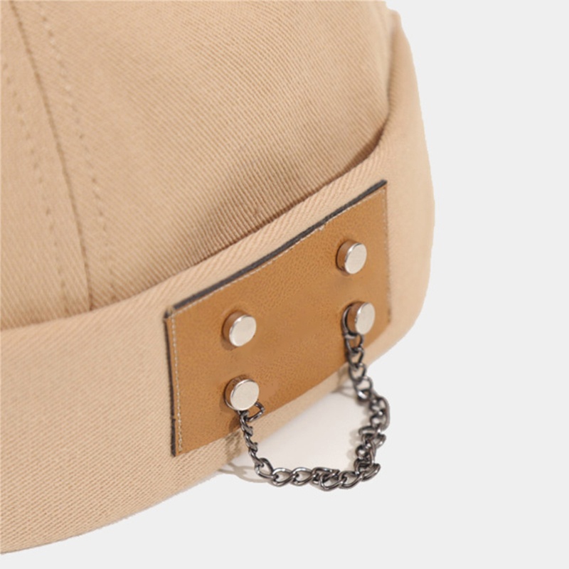 Mũ Beanie Cotton Thoáng Khí Không Vành Kèm Miếng Dán Trang Trí