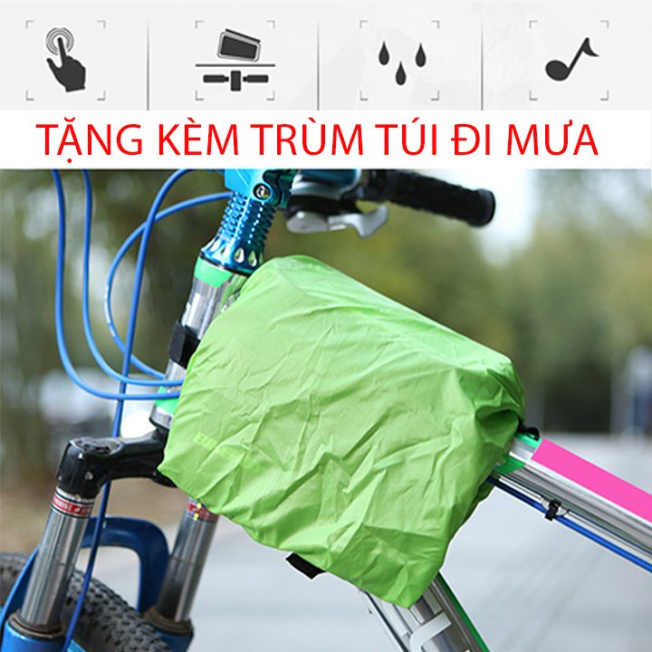 Túi xe đap, túi treo sườn xe đạp Bikeboy cảm ứng chống nước tặng kèm trùm túi đi mưa