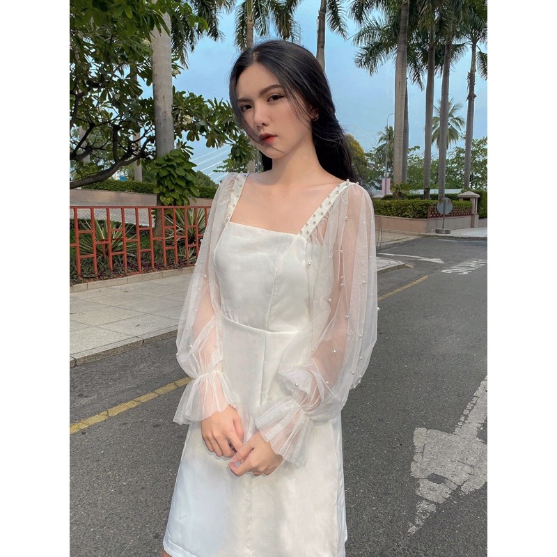 (CLIP THẬT) Đầm dự tiệc tay lưới đính hạt | BigBuy360 - bigbuy360.vn