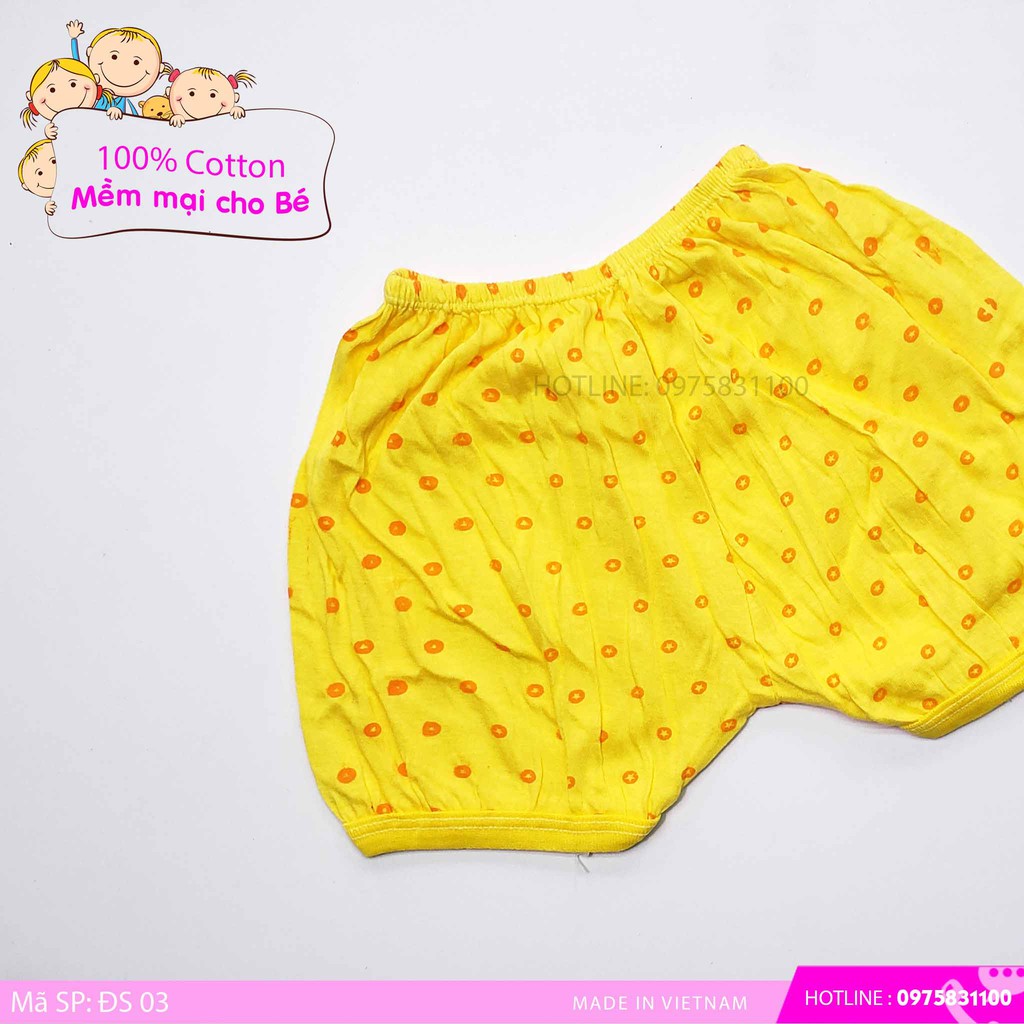 Quần đùi sơ sinh 100% cotton made in việt nam ( sơ sinh - 2 tuổi ) Quần vải màu chấm bi