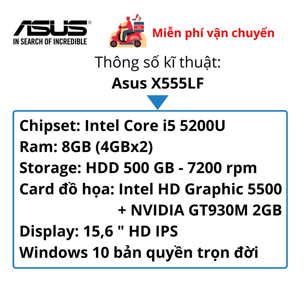 Laptop cũ Asus F555L Intel Core I5 | Ram 8GB | VGA Rời 2GB | HDD 500GB | Win 10 Mới 99% | BigBuy360 - bigbuy360.vn