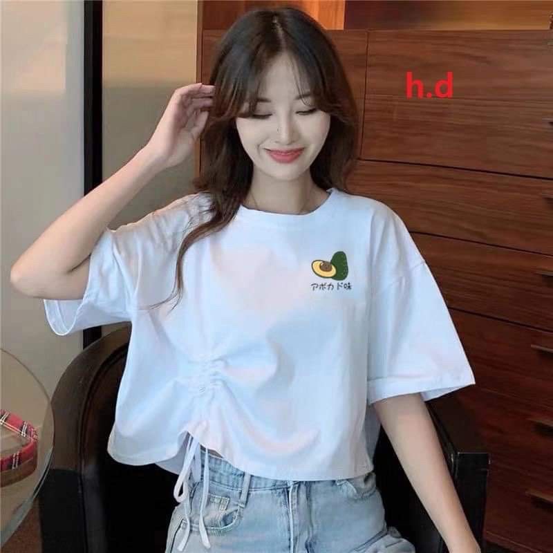 Áo Thun Kiểu Cột Dây Trái Bơ Siêu Xinh