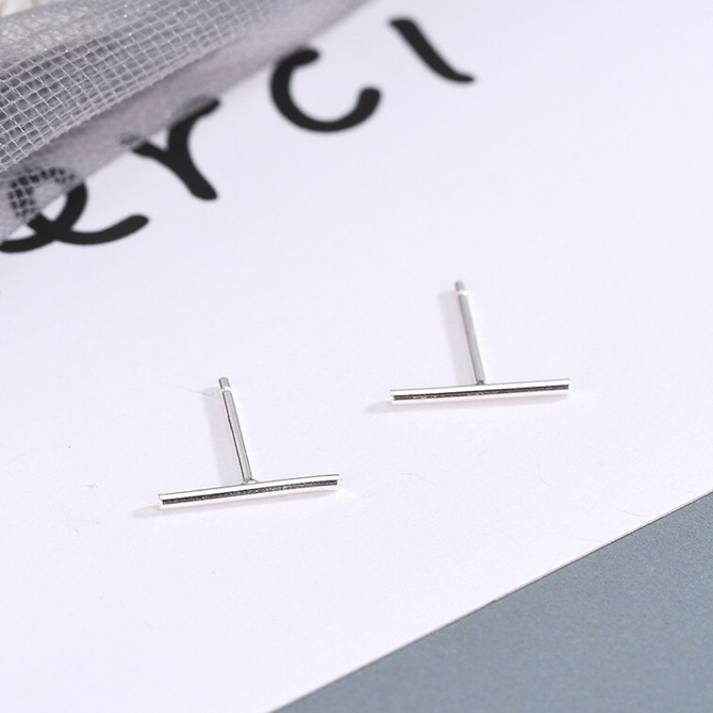 Bông Tai Bạc S925 Chữ T Trẻ Trung Cá Tính | Khuyên Tai Nữ Trang Sức Bạc Thời Trang