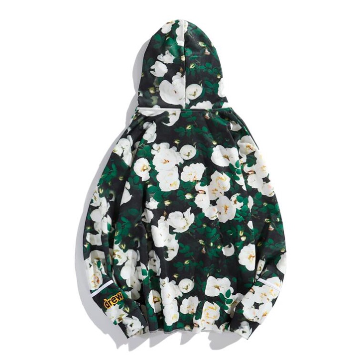 Áo Hoodie In Hình Hoa Hồng + Mặt Cười + Chữ Justin Bieber Drew Độc Đáo Cá Tính