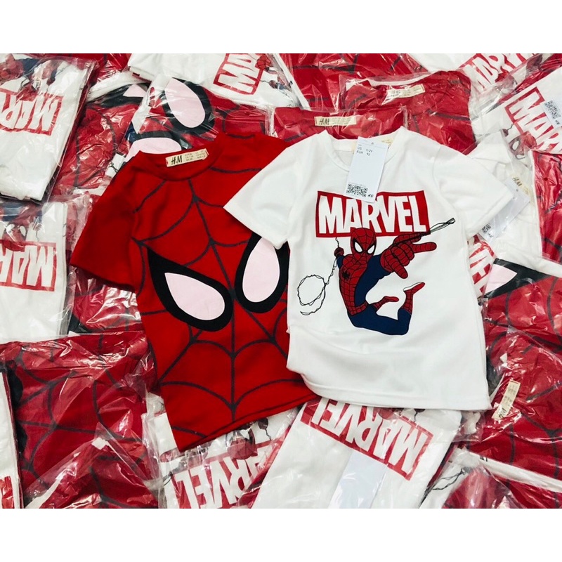 Áo phông cộc tay bé trai hoạ tiết siêu nhân spiderman chất cotton hàng xuất dư cực đẹp