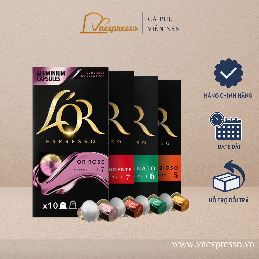 Viên nén cà phê Nespresso compatible L'OR Classic Espresso - Hộp 10 coffee capsules