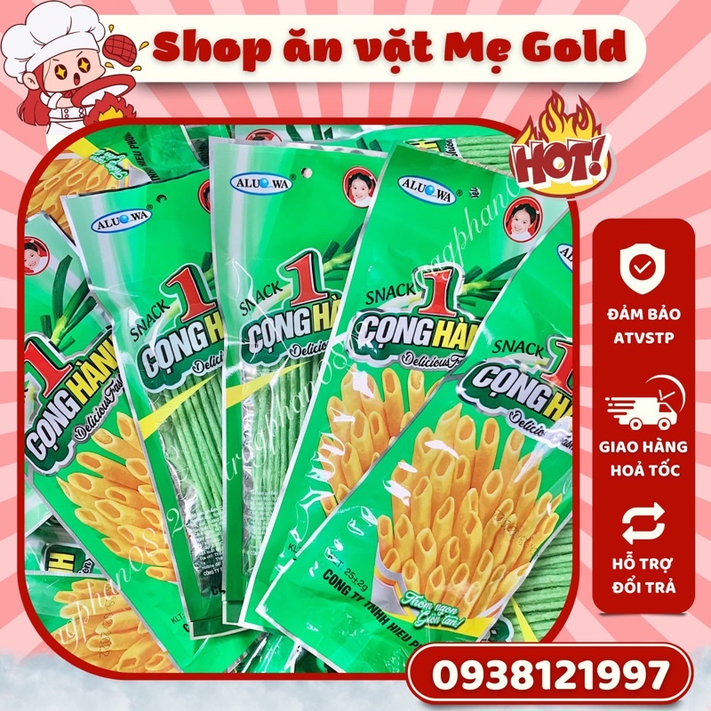Tăm cay xanh, snack 1 cọng hành Aluowa