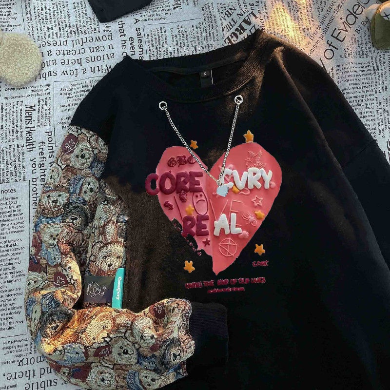 Áo Sweater Mỏng Tay Dài Dáng Rộng In Hình Gấu Thời Trang 2022