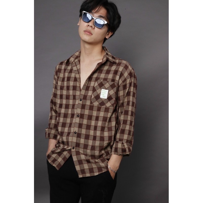 Sơ mi caro nam không nhăn vải mát, thiết kế