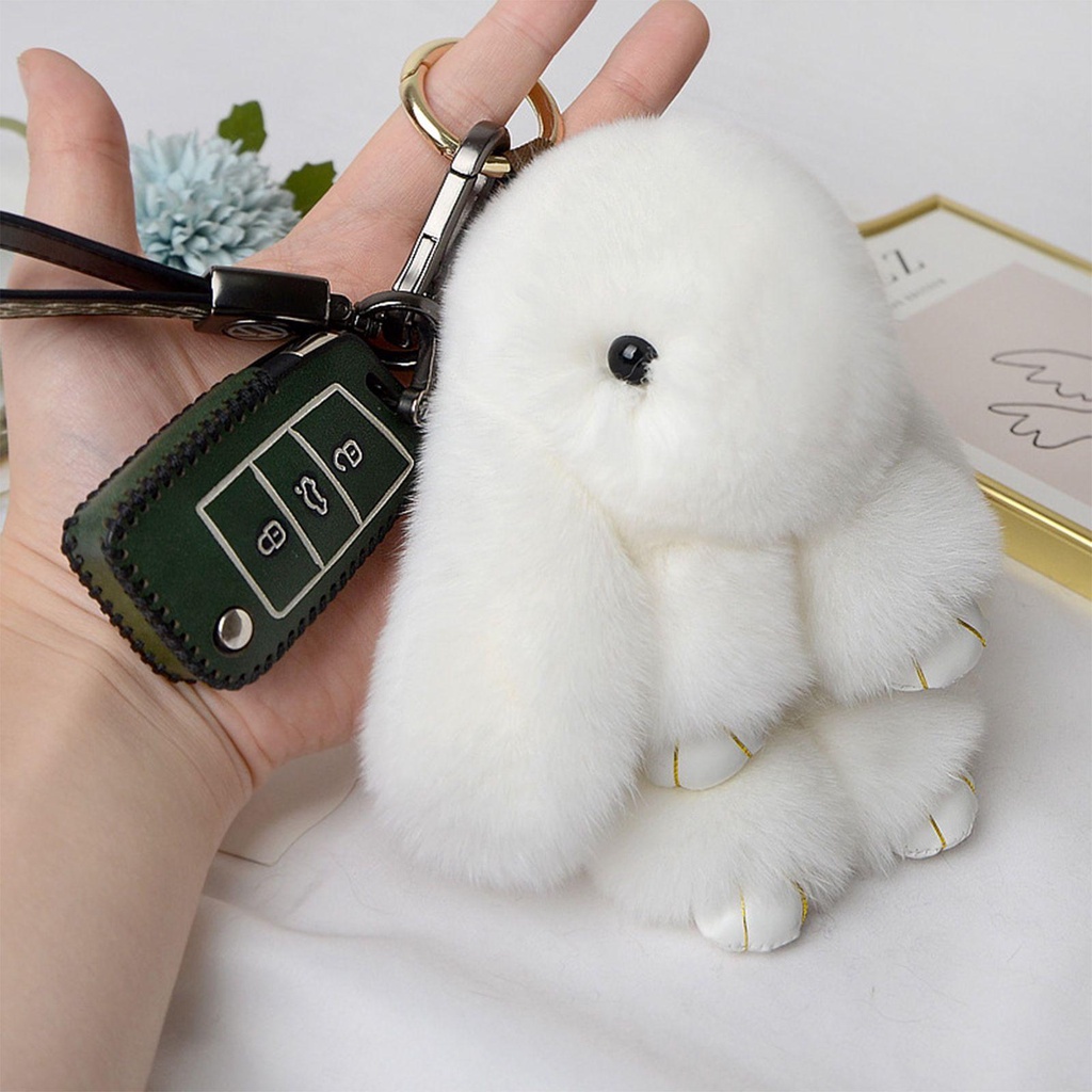 Móc Khóa Lông Thỏ Rex Nhiều Màu Dễ Thương