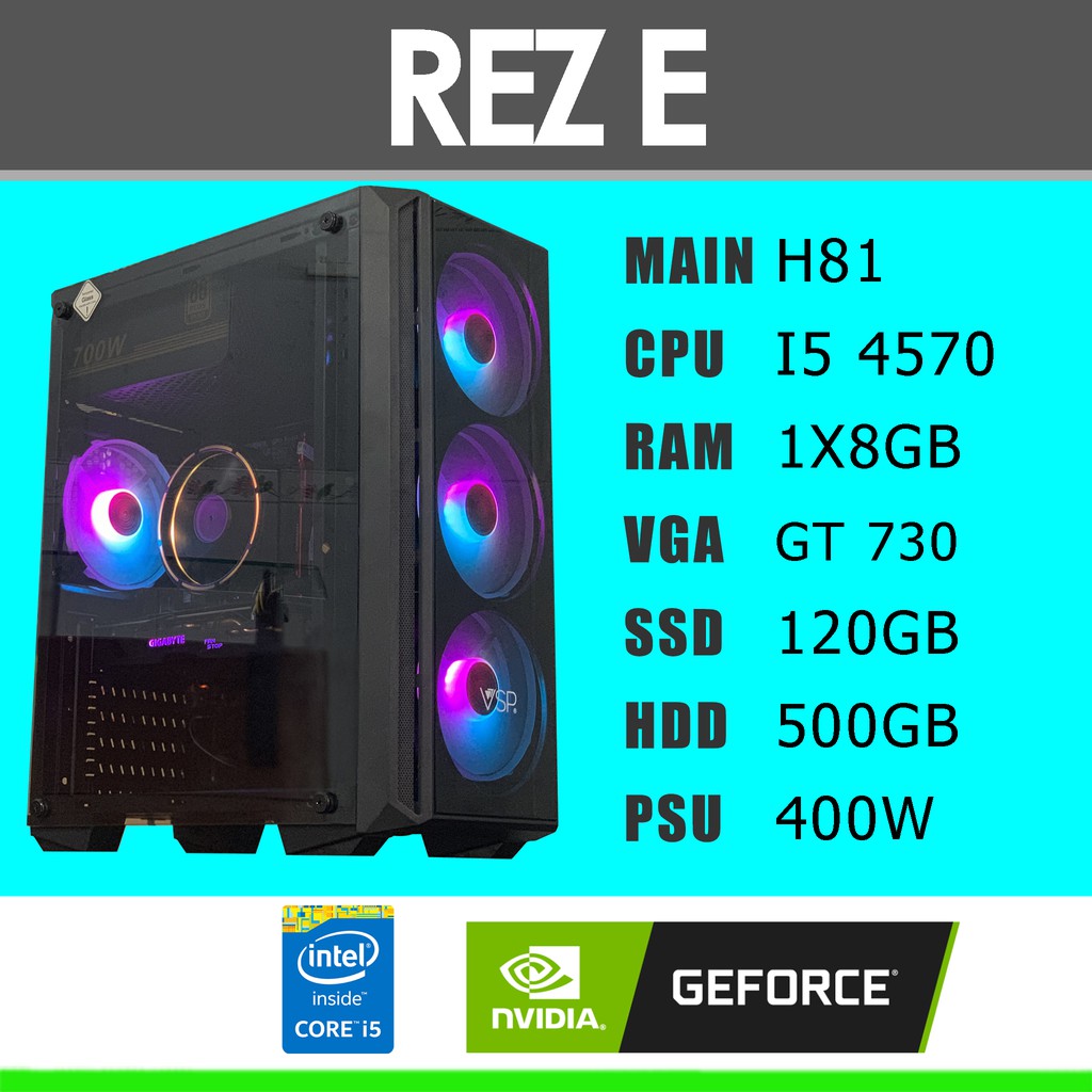 Pc gaming trọn bộ cấu hình I5 4570/H81/RAM 8GB/SSD 128GB/HDD 500GB/VGA GT 730/400W/Màn hình SamSung 24inch cong | BigBuy360 - bigbuy360.vn