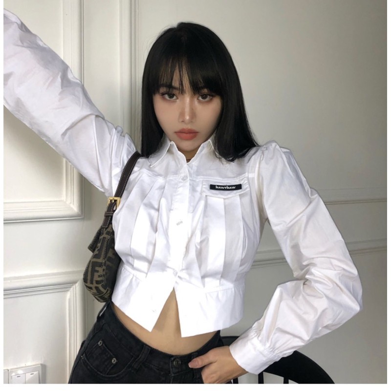 áo croptop sơ mi tay dài | BigBuy360 - bigbuy360.vn