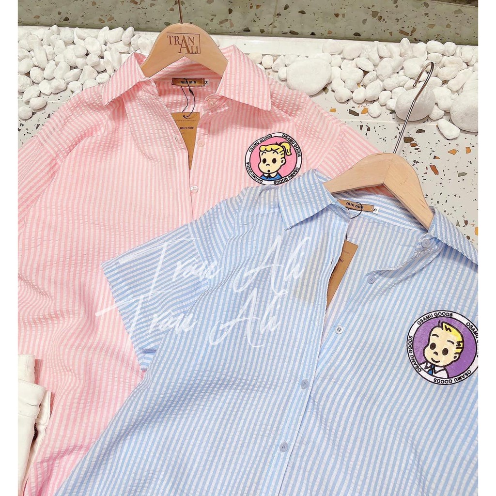Áo sơ mi Kẻ Nhăn logo ngực 2 màu xinh ( kèm ảnh thật, video ) | BigBuy360 - bigbuy360.vn