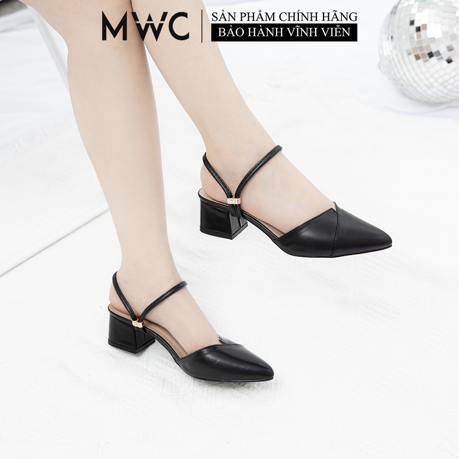 Giày MWC 3816 - Giày Cao Gót Đế Vuông 5CM Bít Mũi Quai Hậu