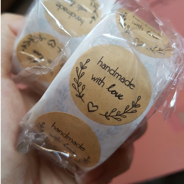 Cuộn 500 miếng Sticker thankyou dán nhãn handmade tem giấy dán handmade