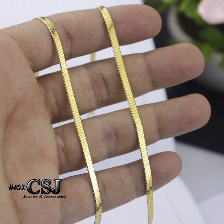 Dây chuyền mì dẹp 4mm mạ vàng siêu đẹp, bền màu, hợp thời trang