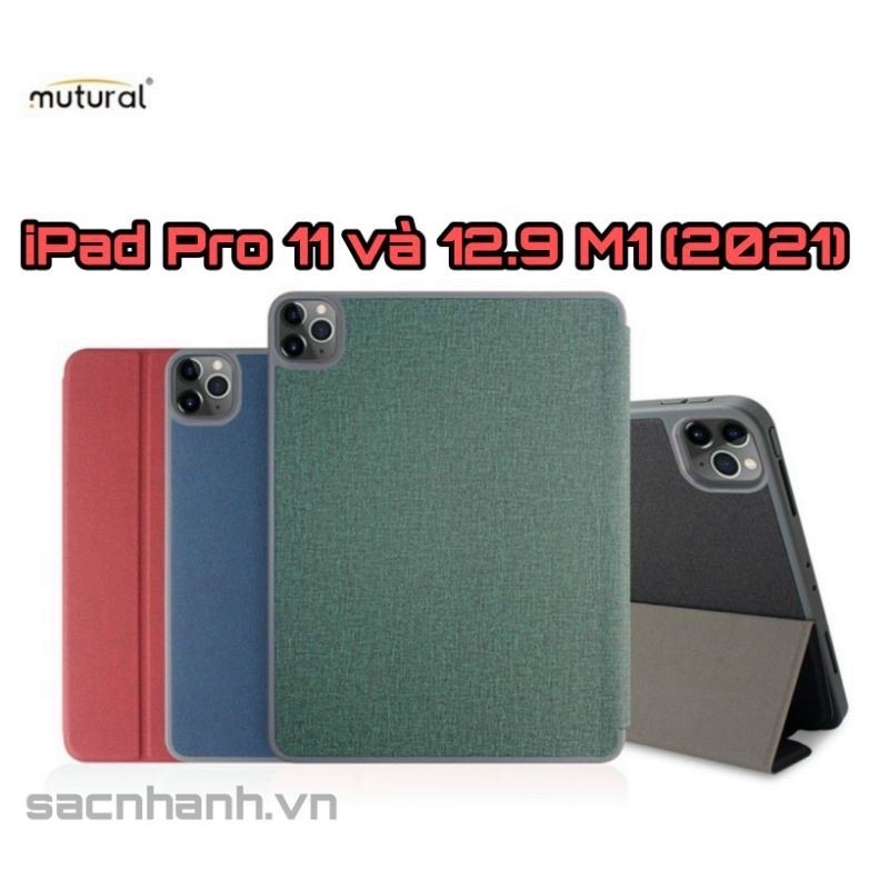 Bao da vải Mutural cho iPad Pro 11 2021, 12.9 2021 M1 lưng dẻo thoát nhiệt siêu đẹp chính hãng