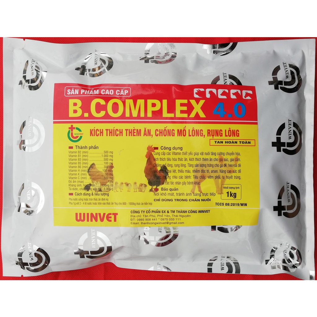 1kg B.COMPLEX 4.0 Kích thích thèm ăn, chống mổ lông, rụng lông