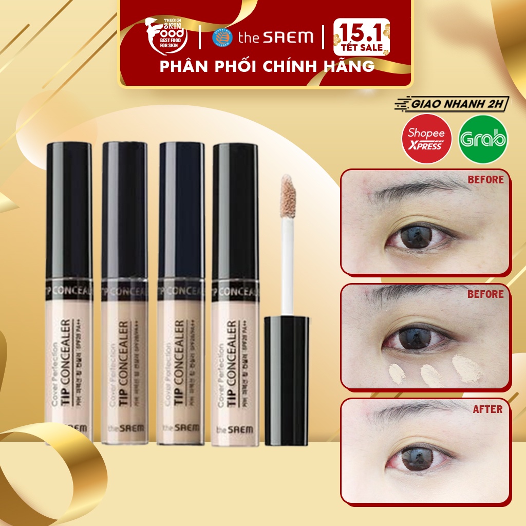 Kem che khuyết điểm có chống nắng Hàn Quốc The Saem Cover Perfection Tip Concealer SPF28 PA++ 6.5g