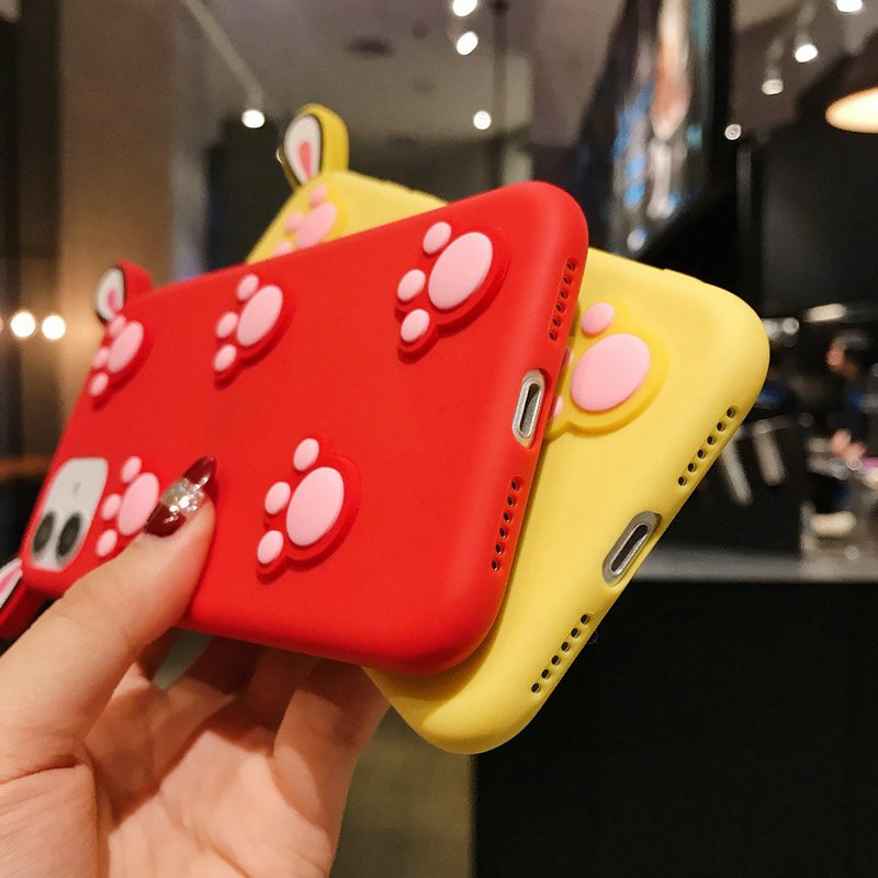 Ốp lưng OPPO A54 A53 A52 A93 A92 A83 A71 A52 A37 A37f A31 A15 A15S A12 A9 A7 A5 A5S A3S A1K 4G Realme 5 5i C15 C11 C2 C1 2020 2021 2022 Cute Rabbit Ears and Bear Soles Soft TPU Case