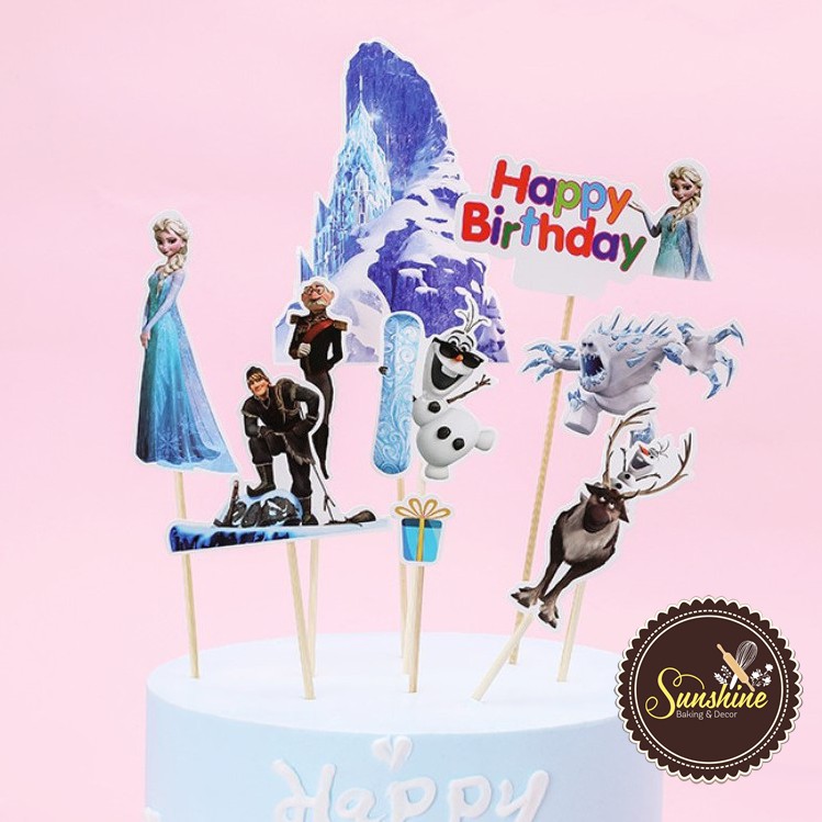 Hình Cắm Giấy Siêu Nhân Elsa Chó Cứu Hộ Trang trí Bánh Kem Bánh Sinh Nhật Nhiều Mẫu