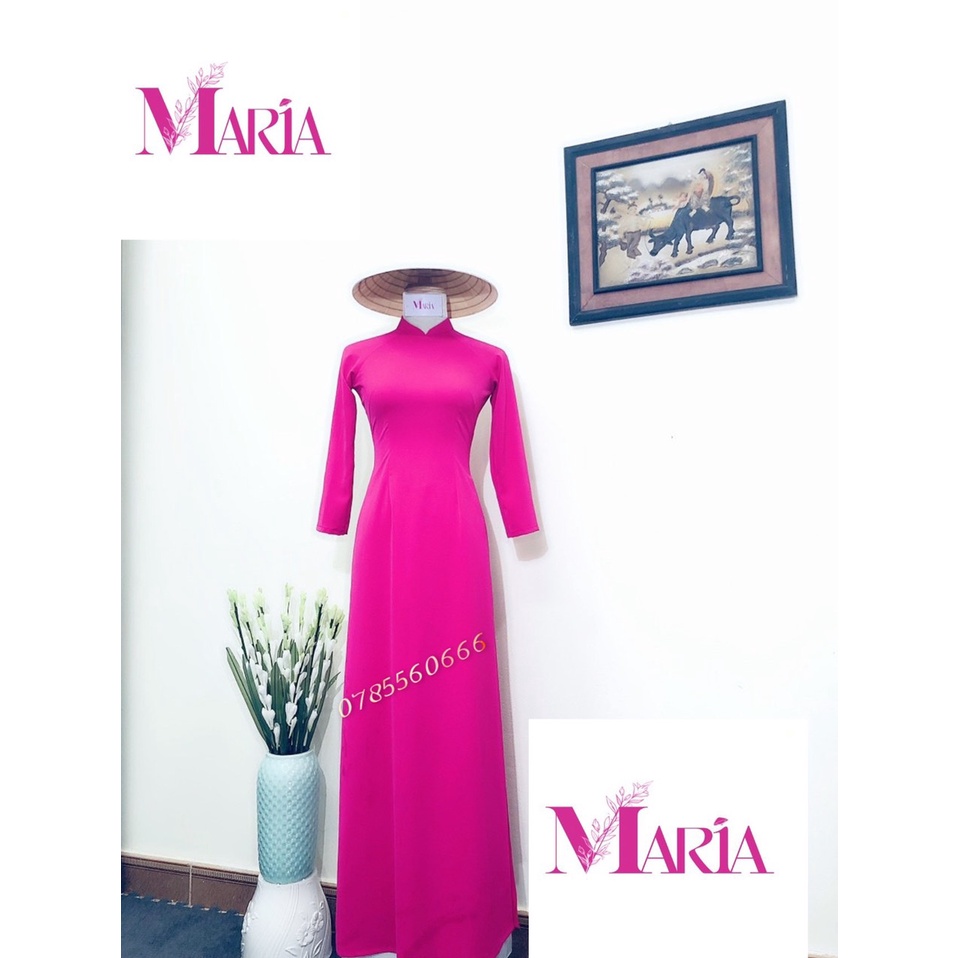 [𝐌𝐀𝐑𝐈𝐀] Áo dài màu hồng cánh sen chất vải LỤA MĨ CAO CẤP-CO GIÃN