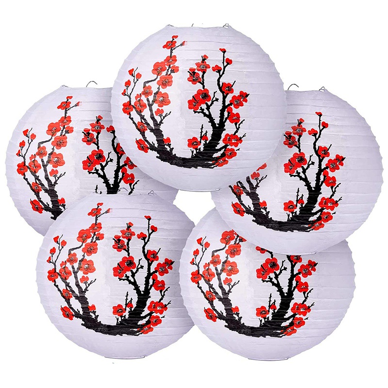 Set 6 Lồng Đèn Giấy Hình Hoa Anh Đào 12Inch Trang Trí Tiệc Cưới