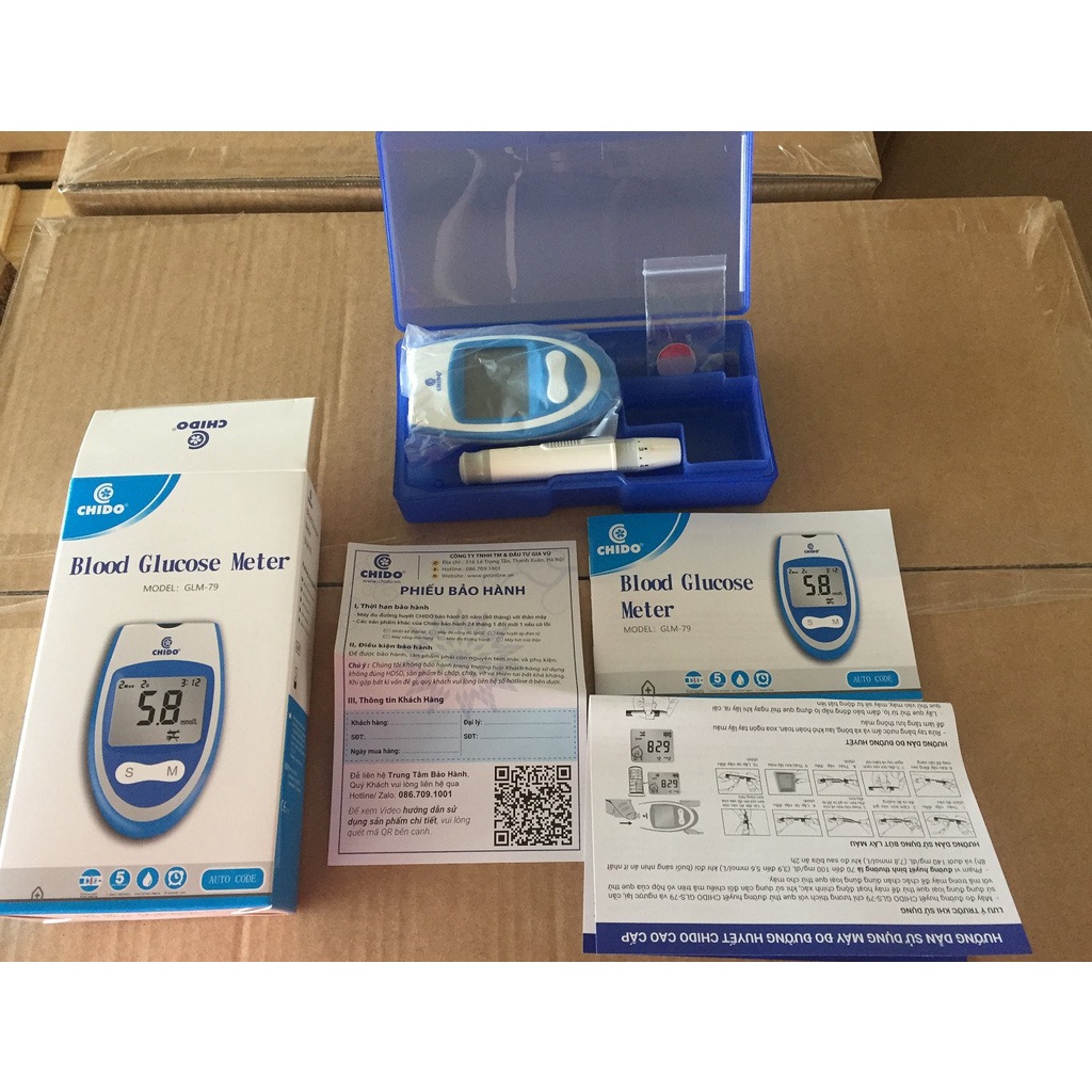 Máy đo đường huyết test thử tiểu đường Chido công nghệ Nhật Bản độ chính xác cao