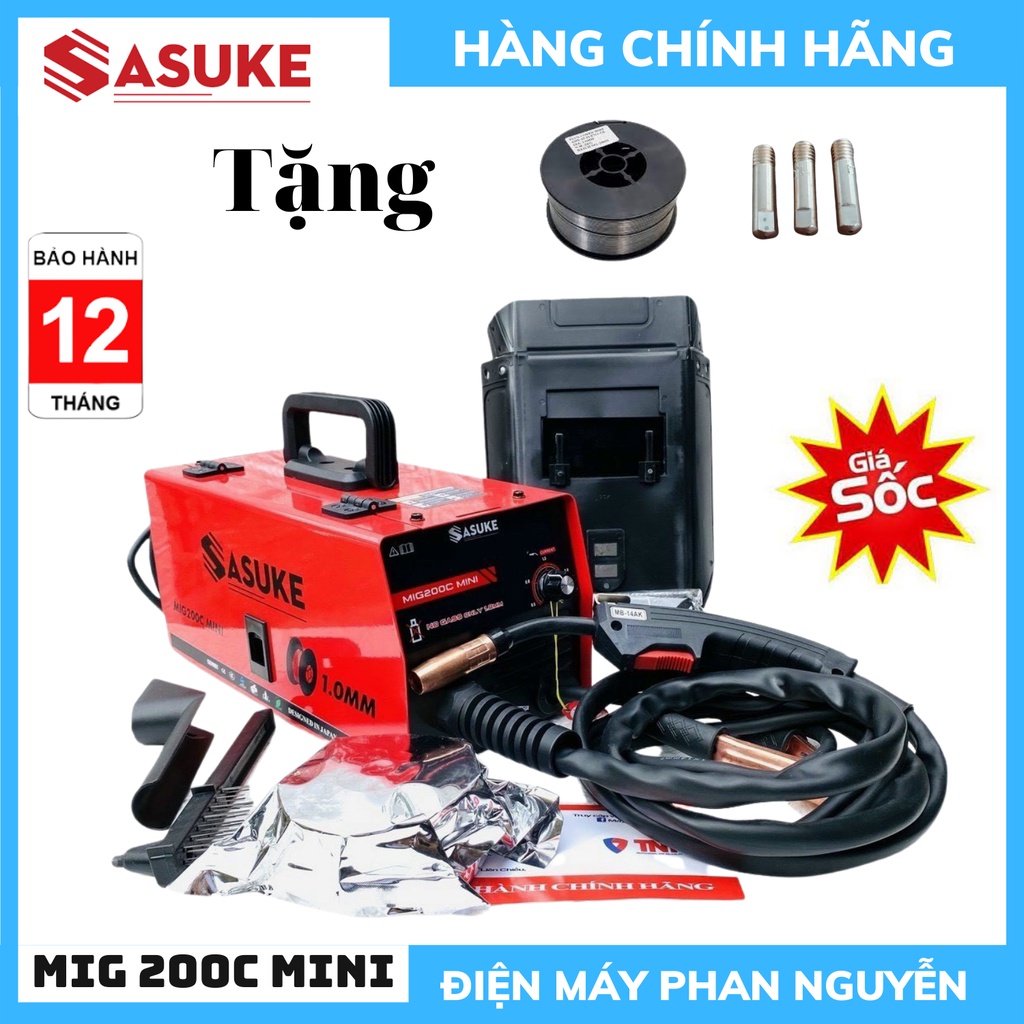 Máy Hàn Mig Không Dùng Khí - sasuke mig 200c mini-200i miniThợ và Gia Đình ( tặng cuộn dây 1kg, 3 béc hàn trị giá 160k)