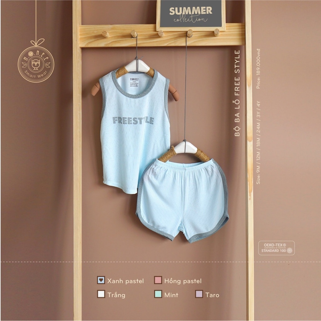 Bộ quần áo ba lỗ free style chất vải mềm mịn thoáng mát cho bé mới nhất xuân hè 2022