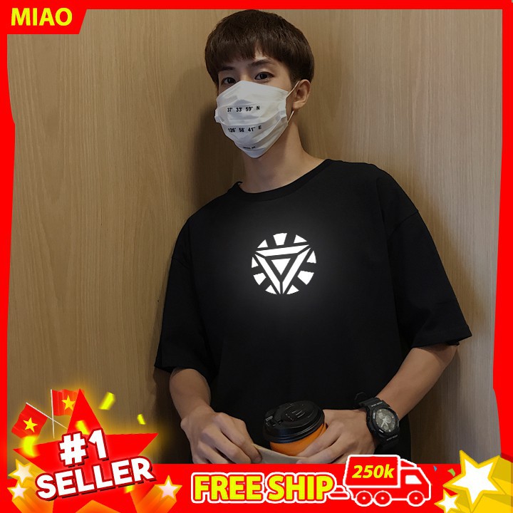 Áo thun tay lỡ UNISEX PHẢN QUANG LÒ HỒ QUANG IRON MAN, áo phông nam nữ basic tee màu đen | BigBuy360 - bigbuy360.vn
