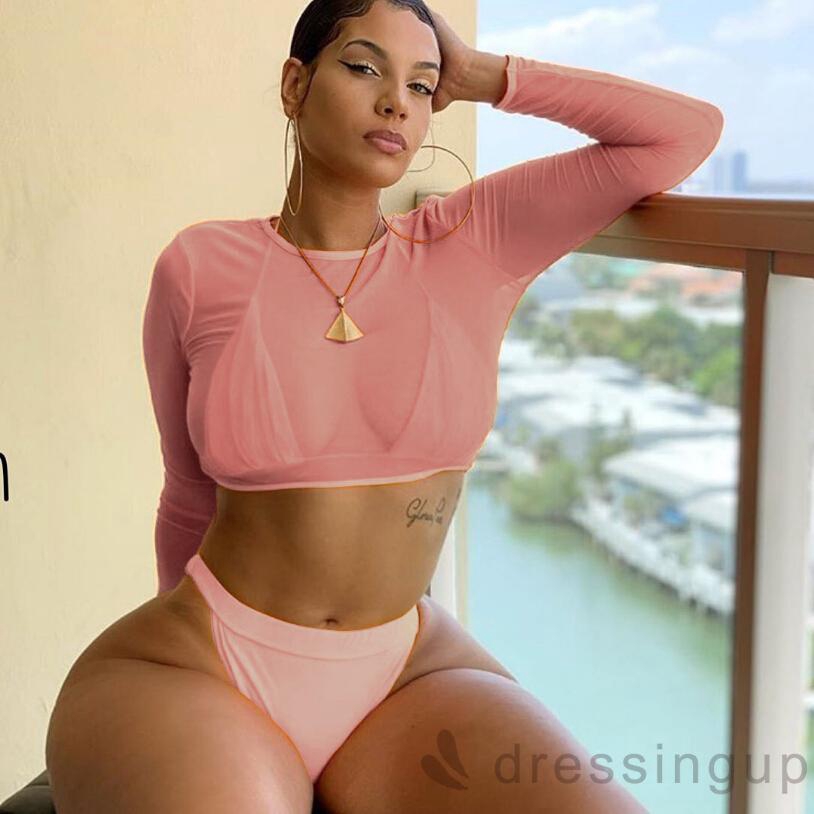 Bộ bikini lưng cao + Áo mặc ngoài thiết kế quyến rũ cho nữ | BigBuy360 - bigbuy360.vn