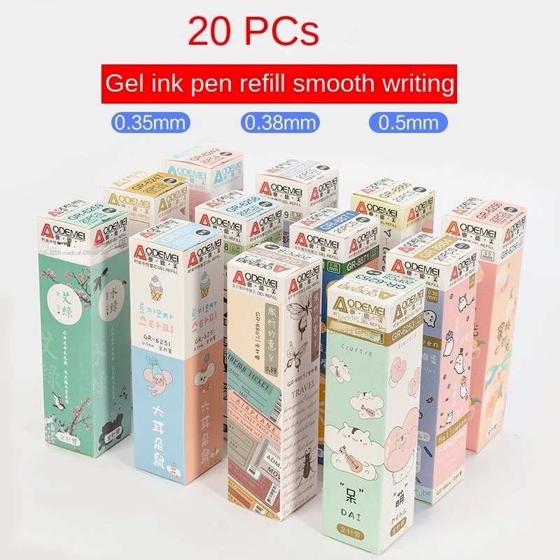 Hộp 20 Ruột Bút Ngòi 0.5mm 0.35mm Ngòi 0.35mm Màu Đen Xanh Dương