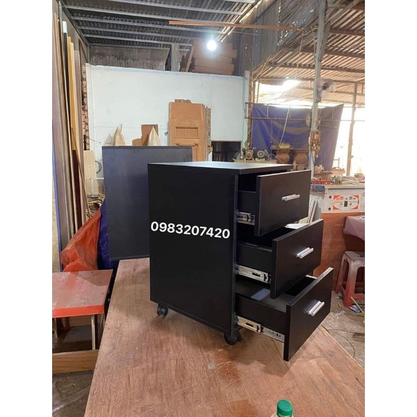 TỦ LOCKER CÁ NHÂN 3 NGĂN KÉO full đen CÓ BÁNH XE ( hình thật )