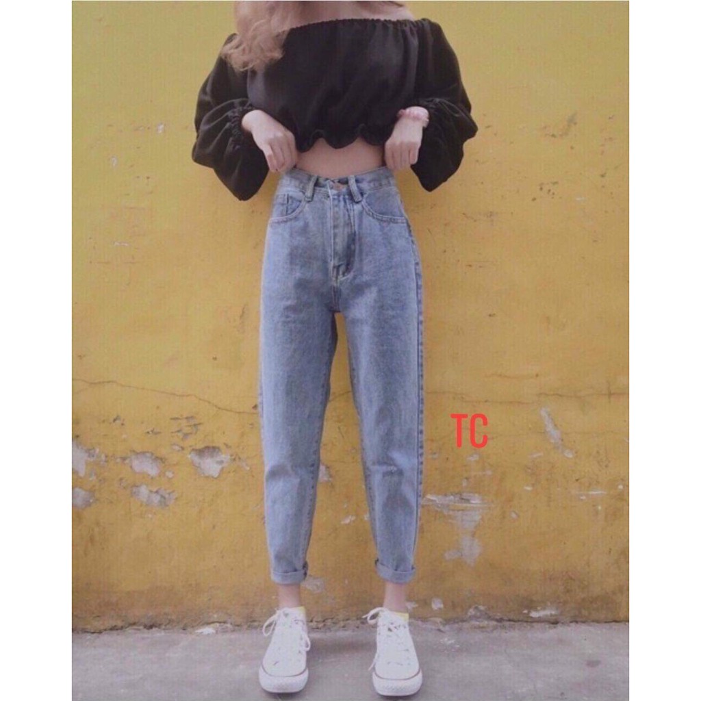 Quần jeans nữ dáng baggy họa tiết trơn chất liệu vải bò CAMA STORE Q01