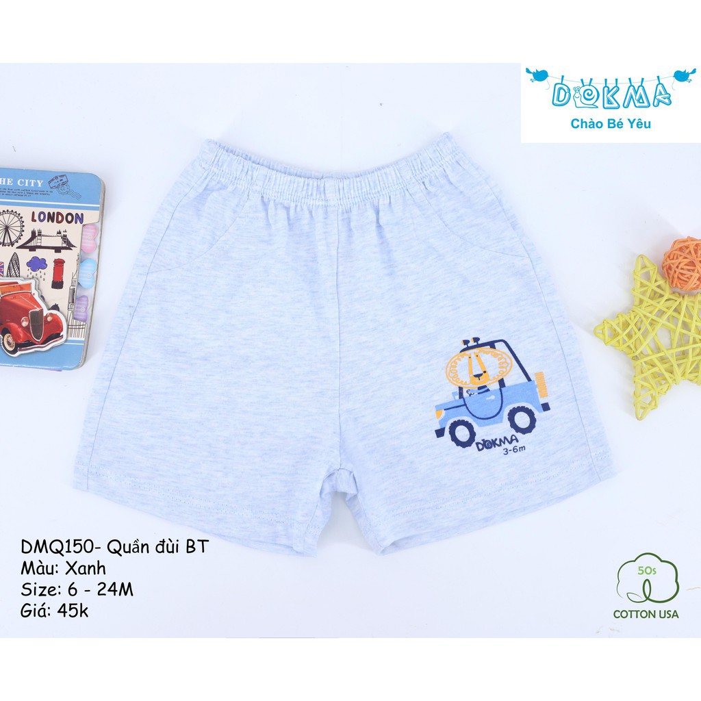 Dokma- Quần đùi chất cotton mềm mát cho bé trai 6-24m DMQ150