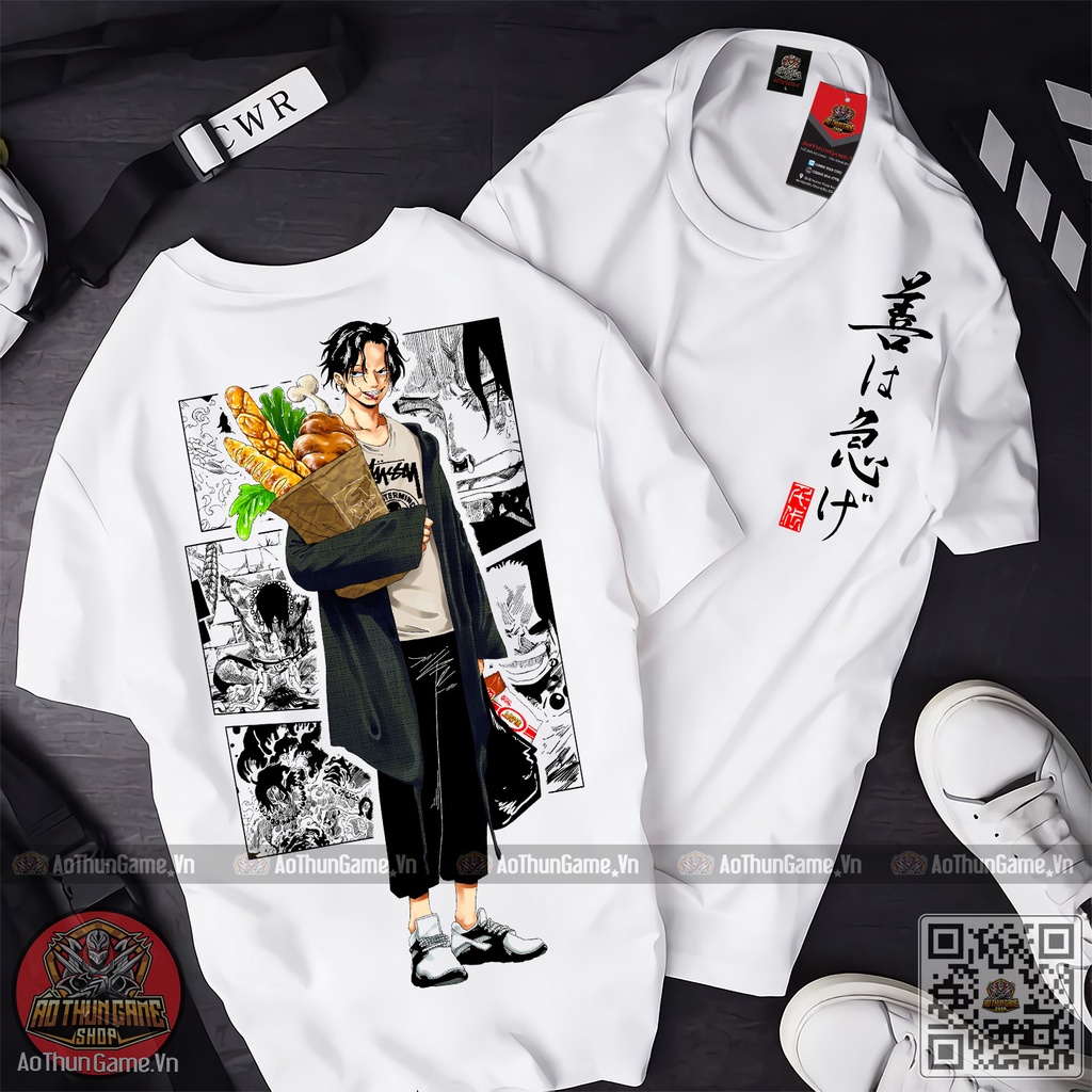 Áo one piece ace nam nữ Áo thun one piece ace trắng đen form rộng unisex cotton co giãn thoáng mát TGAG 03