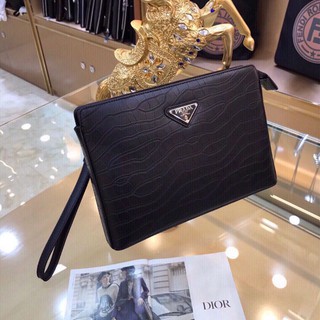 Clutch cầm tay da thật Prada cho nam