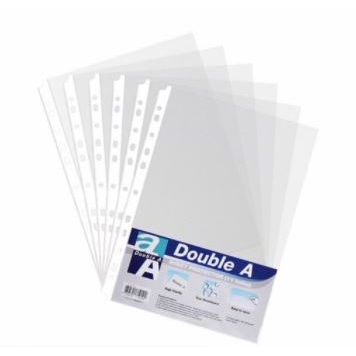 Tập 10 cái túi sơ mi lỗ A4 DOUBLE A, bìa lá đục lỗ đựng giấy tờ hóa đơn