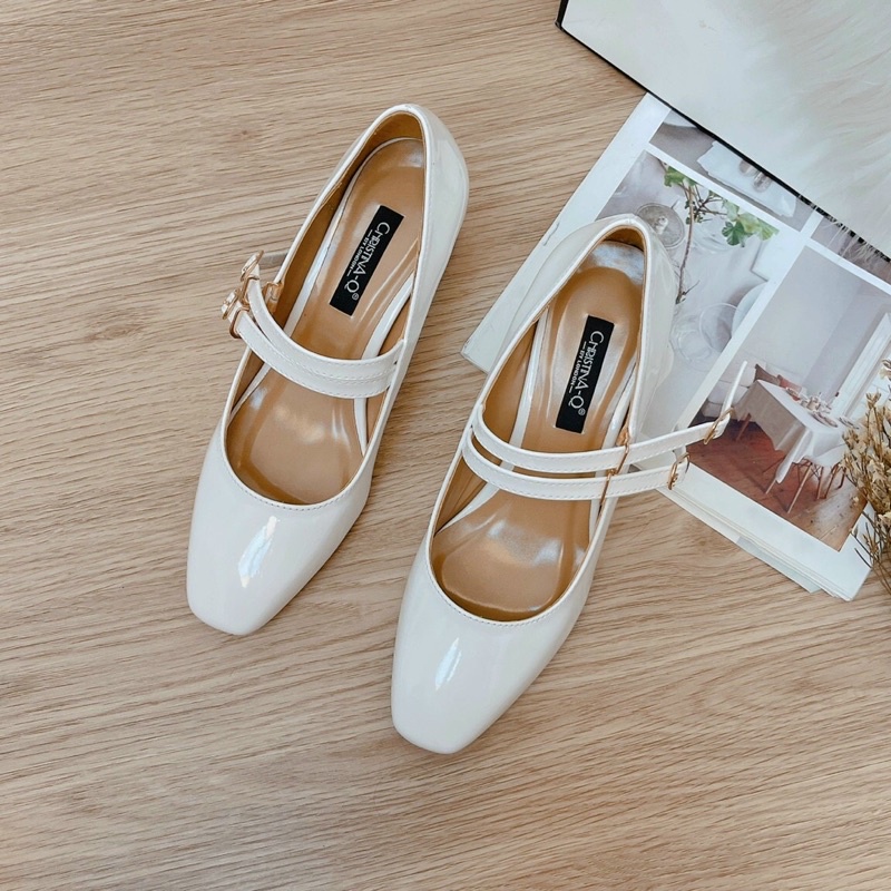 Giày cao gót 2 quai ngang gót vuông cao 5 cm