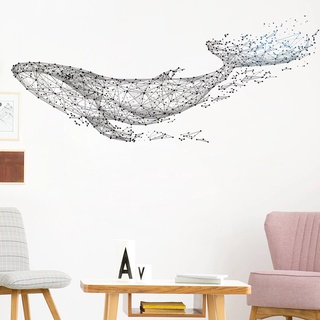 Sticker Dán Tường Họa Tiết Hình Con Cá Voi Dùng Trang Trí Phòng Khách, Phòng Ngủ