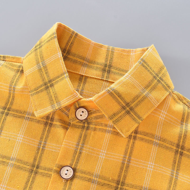 Áo Sơ Mi Tay Ngắn Họa Tiết Sọc Caro Thiết Kế Mới Thời Trang Mùa Hè Theo Phong Cách Hàn Quốc Dành Cho Bé Trai