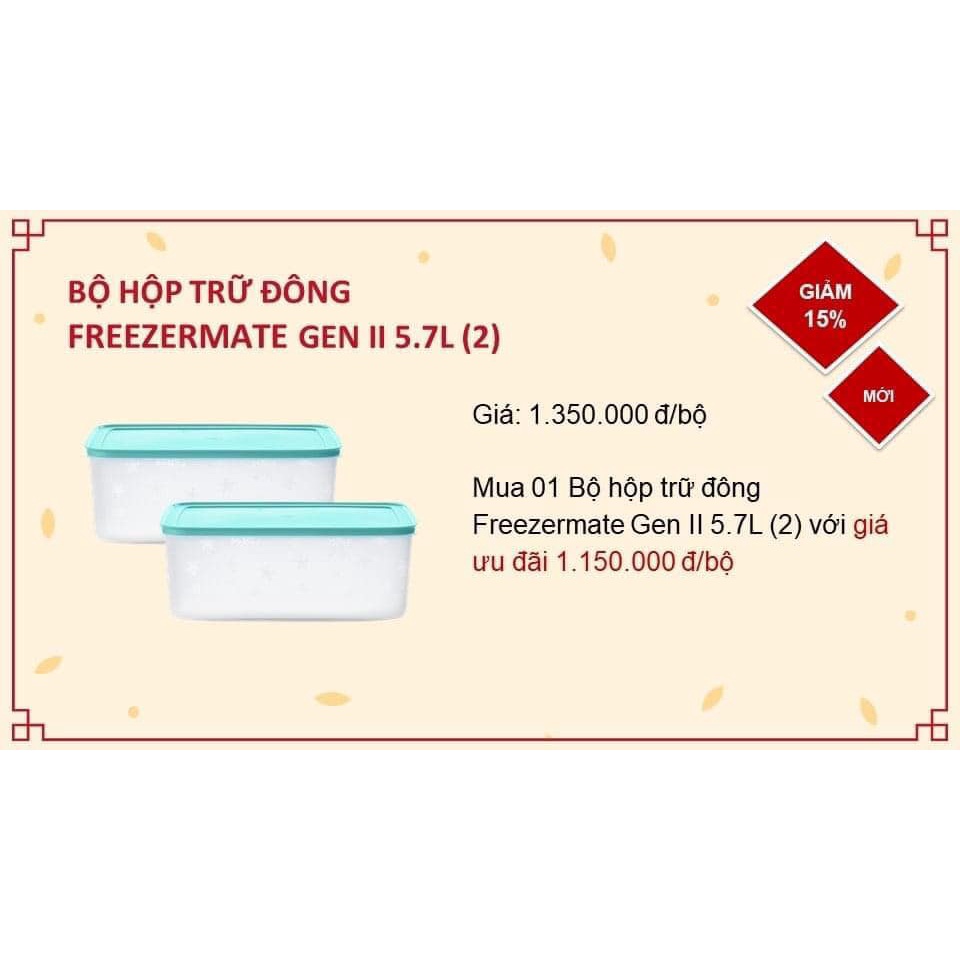 BỘ HỘP TRỮ ĐÔNG FREEZERMATE GEN II 5.7L  - TUPPERWARE NHỰA NGUYÊN SINH