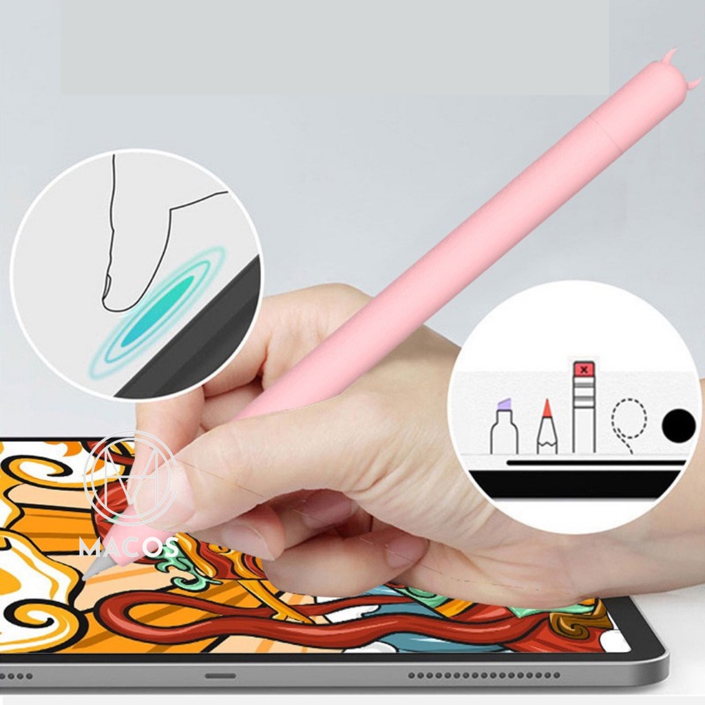 Case Vỏ Ốp Dễ Thương Cute Bút Cảm Ứng Apple Pencil 1 2 - Silicon Dẻo, Hoạ Tiết Hoạt Hình Xinh Xắn (AP23)